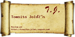 Tomsits Jolán névjegykártya