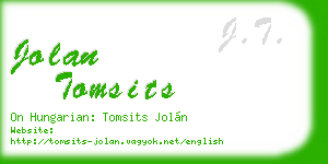 jolan tomsits business card